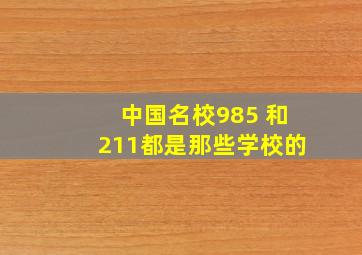 中国名校985 和211都是那些学校的